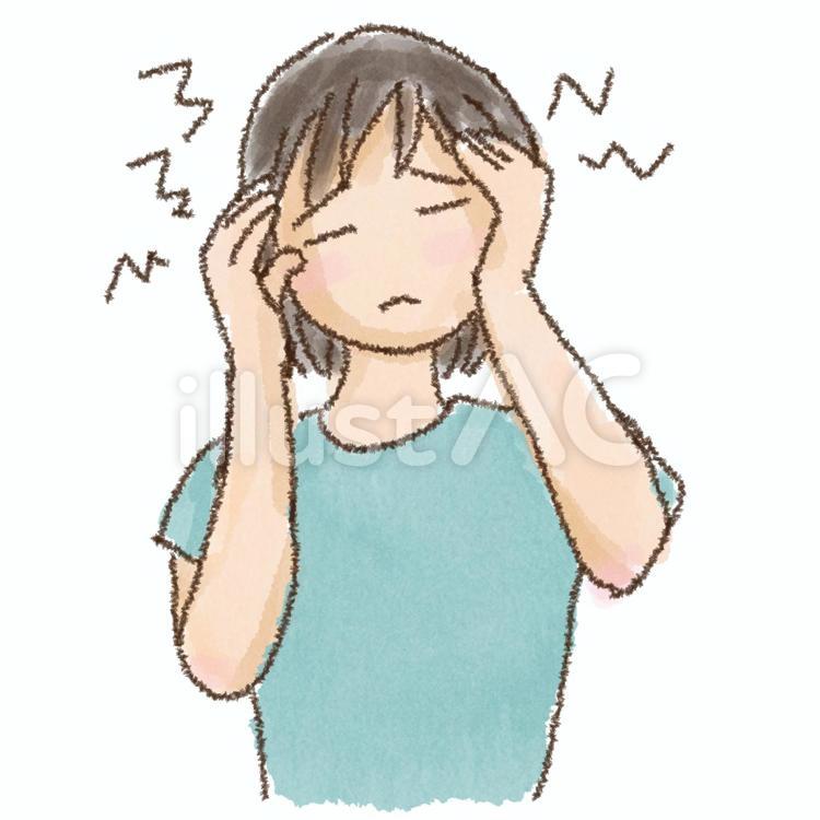 雨続きのお天気のせいでめまい耳鳴りが。 頭痛,めまい,耳鳴りのイラスト素材