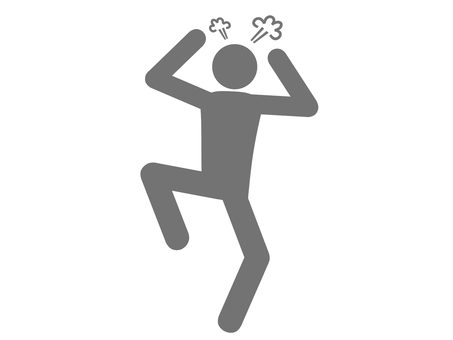 両手を振り上げ地団駄を踏んで怒る人（灰色 人,人物,ピクトグラム,全身,地団駄,足踏み,駄々,怒る,怒り,立腹のイラスト素材