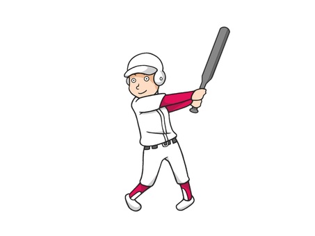 スポーツの野球(ベースボール)をする男子 野球部,バット,ヘルメット,スポーツ,ユニホーム,スパイク,手描き,部活,野球,少年のイラスト素材