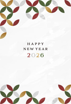 年賀状 七宝柄 ハガキサイズ 金,七宝,赤,緑,年賀状,ハガキ,ハッピーニューイヤー,happynewyear,謹賀新年,新年のイラスト素材
