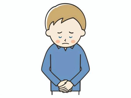 謝罪する白人男性 謝罪する白人男性 謝罪,謝る,ごめん,ごめんなさい,お詫び,申し訳ございません,お願い,トラブル,アクシデント,クレームのイラスト素材