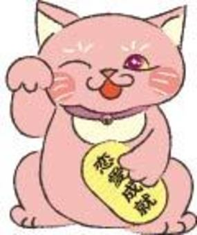 beckoning cat pink cat, japanese style, lucky goods, lucky cat, JPG, PNG and AI