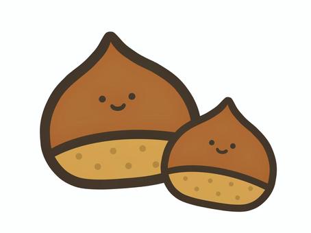 栗　親子　イラスト 栗,モンブラン,食べ物,キャラクター,くり,秋の味覚,食材,秋のイラスト,季節の素材,秋のイラスト素材