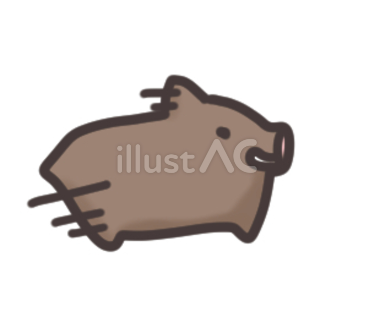 走っていくイノシシ イノシシ,走る,茶色のイラスト素材