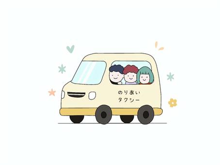 乗り合いタクシー 乗り合いタクシー,車,相乗り,人,乗り物のイラスト素材