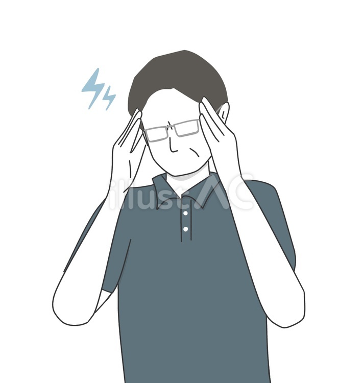 頭痛が辛い男性 人,男性,眼鏡のイラスト素材