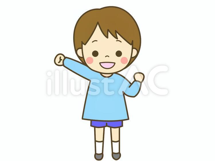 遊び着の男の子　 男の子,可愛い,幼稚園のイラスト素材