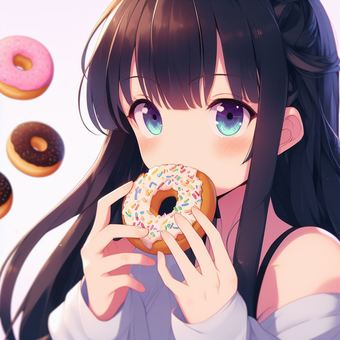 ドーナツを食べる女性