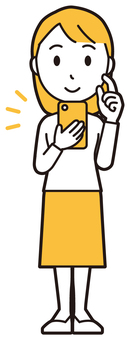  ロングヘア女性(黄)-121-全身