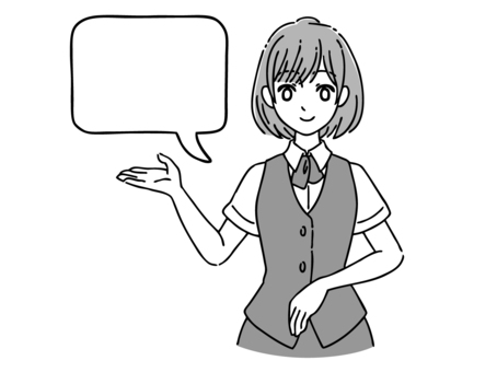 Female clerk balloon guidance monochrome, , JPG, PNG and AI