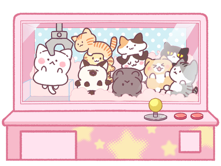 かわいいねこのクレーンゲーム クレーンゲーム,ゲーム機,ゲームセンター,空っぽ,アーム,景品ゲーム,遊びのイラスト素材
