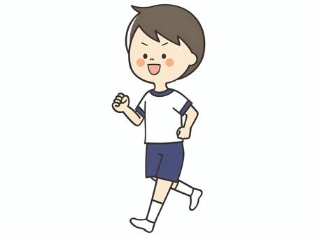 走る体操服の男の子 走る,歩く,運動,マラソン,持久走,学校,小学校,体育,子供,こどものイラスト素材