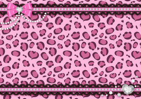姫ギャルフレーム 姫ギャル,フレーム,ヒョウ柄,リボン,ビジュー,レース,ラインストーン,パール,y2k,派手のイラスト素材