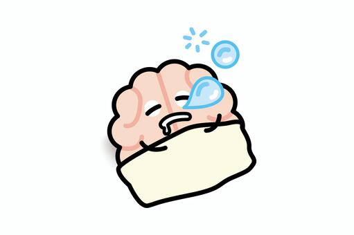 脳みそさん★熟睡中 脳みそ,熟睡,寝る,鼻ちょうちん,よだれ,ふとん,脳のイラスト素材