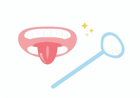 ベロを出した口と舌ブラシのイラスト 舌ブラシ,舌,ベロ,口,口腔ケア,口内,健康,かわいい,シンプル,歯のイラスト素材