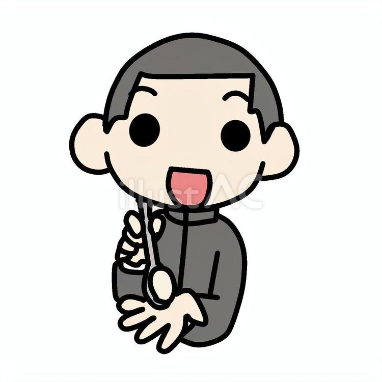 あーんしてくる学生少年 学生,あーん,食事のイラスト素材