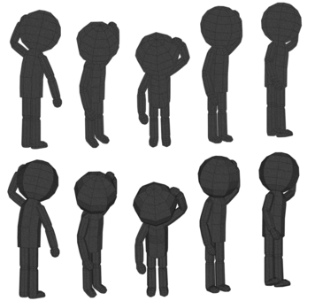 Illustration, scratch the head, be impatient, be shy, 
