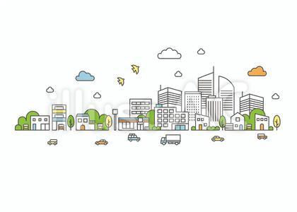 街の風景 街並み背景イラスト