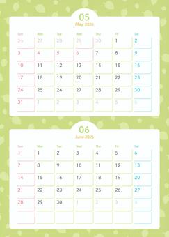 2026年カレンダー 5月と6月 新緑 カレンダー,2026年,2026年カレンダー,2026,5月,6月,5月カレンダー,6月カレンダー,2ヶ月カレンダー,冬のイラスト素材