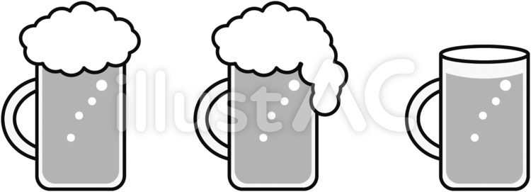 ビール３種類グレー（お好みをどうぞ） ビール,泡,ジョッキのイラスト素材
