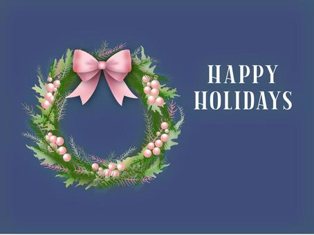 クリスマス_ハッピーホリデー ズ_2 クリスマス,リース,クリスマスリース,メリークリスマス,飾り,冬,植物,花,ハッピーホリデー,ハッピーホリデーズのイラスト素材