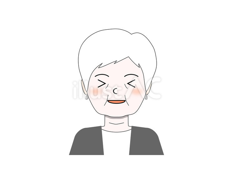 おちゃめな表情の白髪の女性 女性,老人,高齢者のイラスト素材