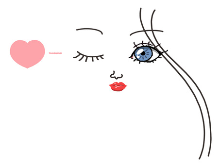 ウィンク ウィンク,目,ハート,唇,pop調,手描き,挿絵,ワンポイント,素材,商用可のイラスト素材