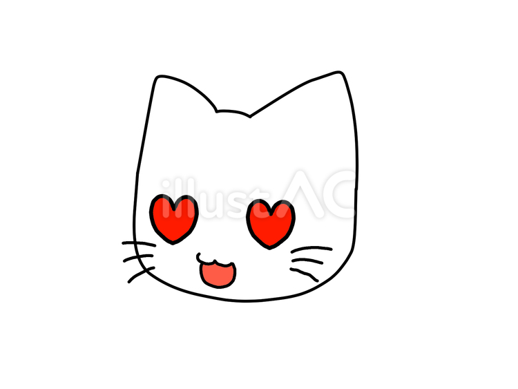 目がハート（白猫） ハート,目がハート,猫のイラスト素材