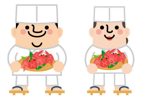 Illustration, bow, japanese food, crab dishes, 