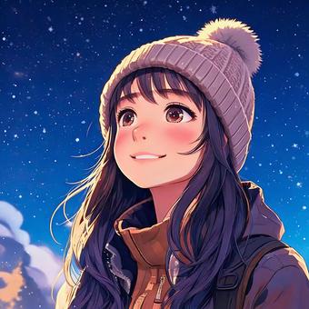 Admire the stars, JPG Admire the stars, girl, star, observation, JPG
