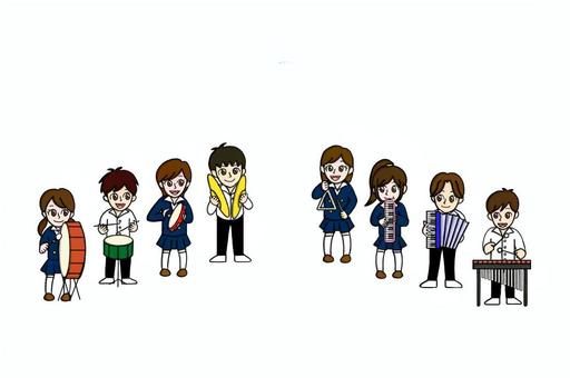 学芸会の合奏 学芸会の合奏 学芸会,合奏,セット,学校行事,学生のイラスト素材