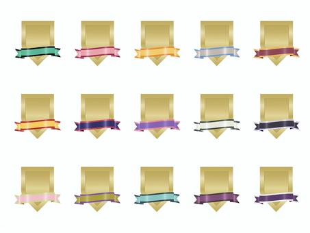 いろいろメダルリボンセット37 あしらい,フレーム,メダル,リボン,レトロ,シルエット,かわいい,見出し,飾り,デザインのイラスト素材