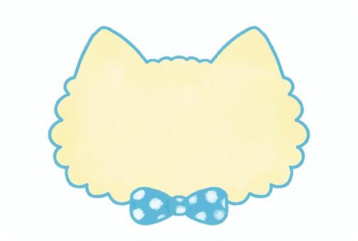 蝶ネクタイのクリーム色の猫ちゃんフレーム ねこ,かわいい,手描き,動物,蝶ネクタイ,枠,イラストのイラスト素材
