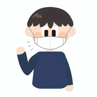 マスクをする子供の男の子 マスク,風邪,熱,病気,コロナ,予防,子供,こども,男の子,男児のイラスト素材