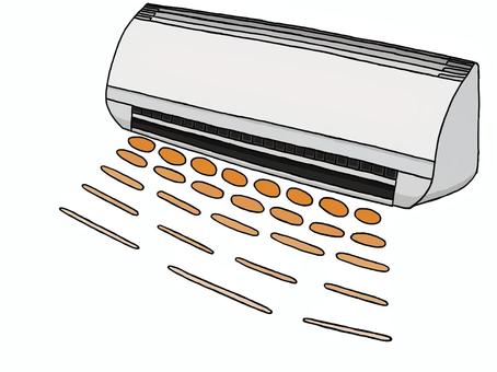 暖房 暖房,エアコン,家電,機械,機器,作動,生活,白,オレンジ,送風のイラスト素材