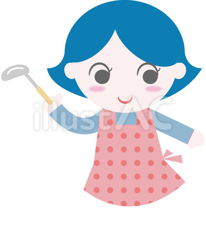 女性、料理、ブルー