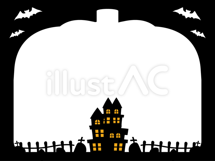 ハロウィンかぼちゃ黒フレーム ハロウィン,かぼちゃ,パンプキンのイラスト素材