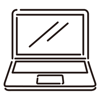 ノートパソコンのイラスト、アイコン ノートパソコン,パソコン,アイコン,アイコン単品,モノクロ,ビジネス,pc,ネット,ネットサーフィン,検索のイラスト素材