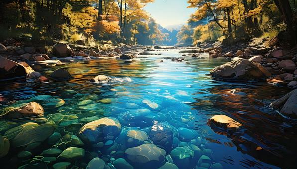 A stream. Clear water. You can see the riverbed., JPG A stream. Clear water. You can see the riverbed., chuan, ogawa, water, JPG