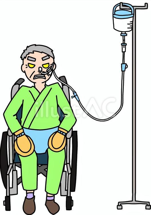 経管栄養中のおじいさん　カラー 経管栄養,おじいさん,高齢者のイラスト素材