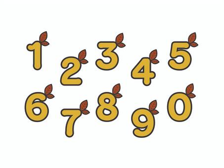 数字（葉っぱ・右２つ）01-01 数字,ナンバー,番号,縁,葉っぱ,葉,セット,アイコンのイラスト素材