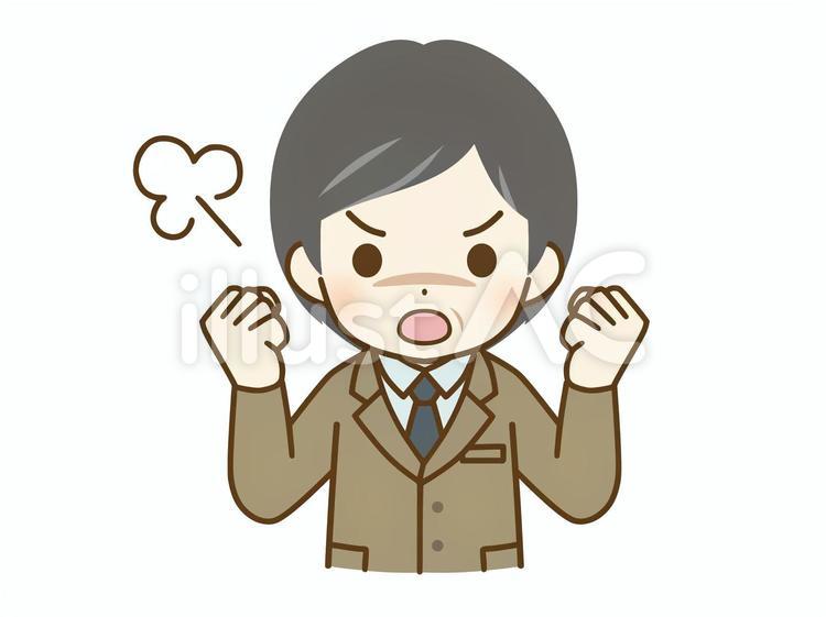 激怒するスーツの中年男性 デフォルメ,キャラクター,表情のイラスト素材