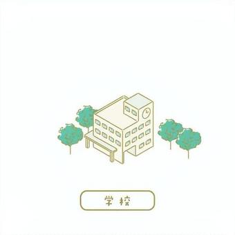 学校／先生のためのイラスト 校舎,学校,スクール,教育,キャンパス,大学,カレッジ,高校,専門学校,建物のイラスト素材