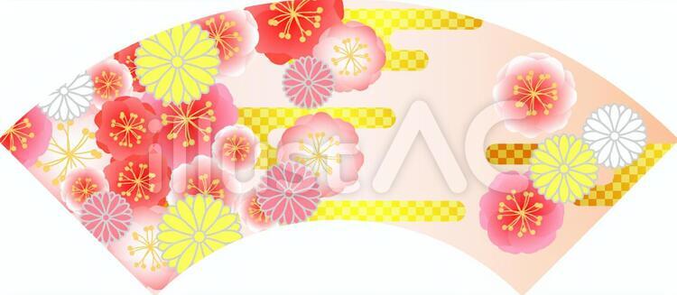 桃の花と菊と雲の扇背景透過ありイラスト No 無料イラストなら イラストac