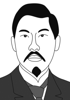 幸徳秋水（白黒） 幸徳秋水,歴史,日本史,社会主義,共産主義,アナーキズム,大逆事件,革命,新聞記者,高知のイラスト素材