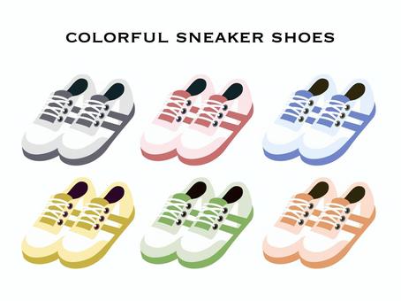 シンプルなスニーカーイラストセット スニーカー,靴,シューズ,カジュアル,スポーツ,運動,シンプル,フラット,アイコン,ベクターのイラスト素材