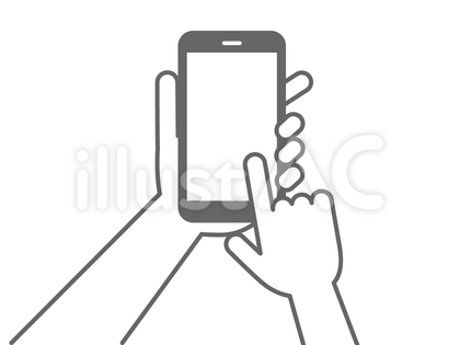 デフォルメされたスマホを操作する手