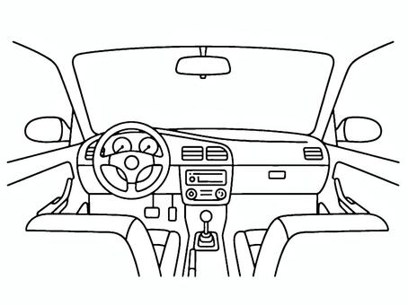 車内 車内,シンプル,白黒,デジタル,線画,手描き,デフォルメのイラスト素材