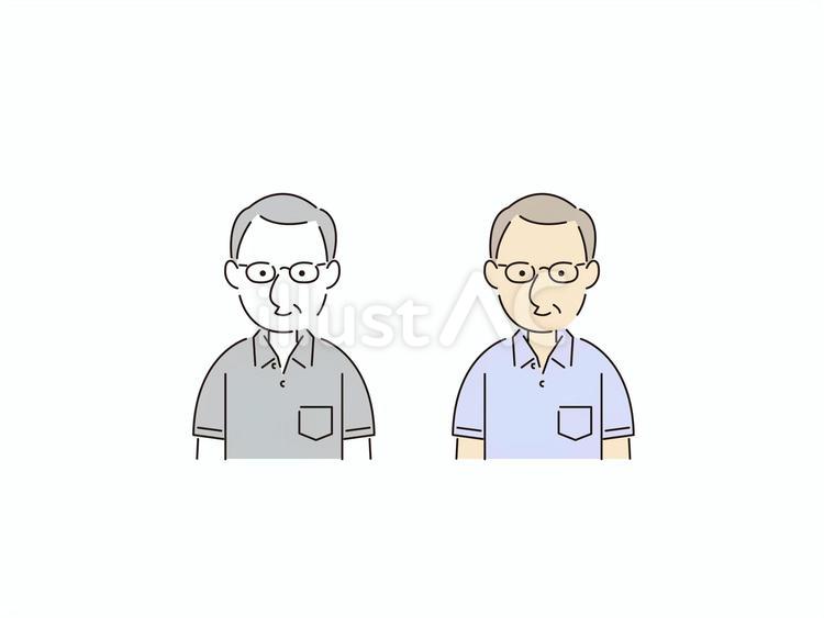 正面を向くおじいちゃん 正面,通常,普通のイラスト素材