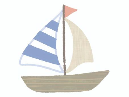 ヨット ヨット,船,帆船,マスト,浮かぶ,夏,縞模様,ボーダー,青色,デフォルメのイラスト素材